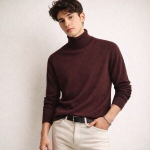 Tuscan Italy Sweater Merino Wool Burgundy Crewneck XL Soft Knit Mens